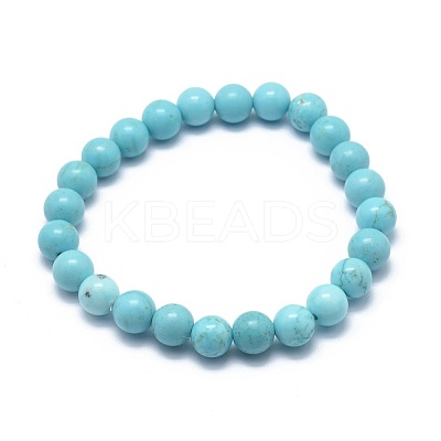 Natural Howlite Bead Stretch Bracelets BJEW-K212-A-011-1