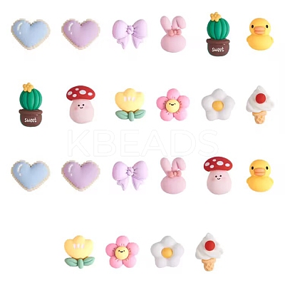 22Pcs 11 Styles Opaque Cute Resin Cabochons JX229A-1