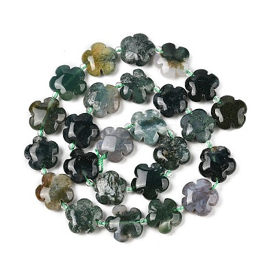 Natural Moss Agate Beads Strands G-NH0009-A01-02-1