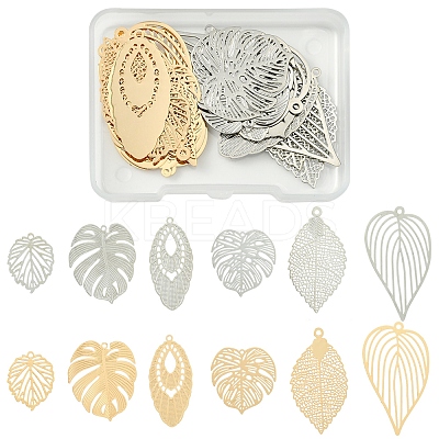 24Pcs 12 Styles Brass Pendants KKC-FS0001-01-1