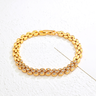 Elegant Brass Micro Pave Clear Cubic Zirconia Link Chain Bracelets for Women KC6385-1