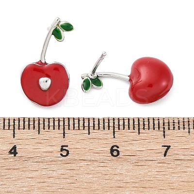 Cherry Brass Enamel Stud Earrings for Women EJEW-G425-02P-1