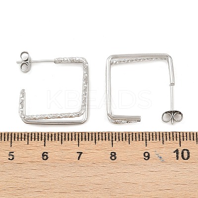 304 Stainless Steel Two-layer Square Stud Earrings EJEW-D339-02P-1