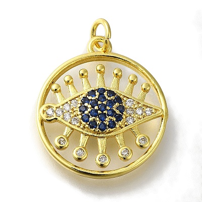 Rack Plating Brass Micro Pave Cubic Zirconia Pendant KK-H485-16G-1