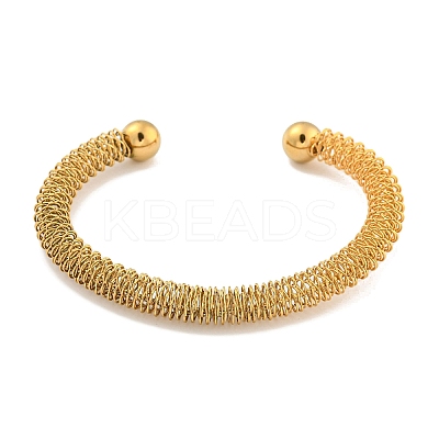 Ion Plating(IP) Hollowed 304 Stainless Steel Cuff Bangles for Women Men BJEW-P331-13G-1