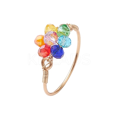 Flower Glass Finger Rings RJEW-JR00713-01-1