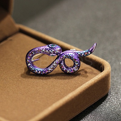 Snake Alloy Rhinestone Brooches for Backpack Clothes JEWB-V003-03P-1