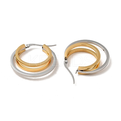 Two Tone 304 Stainless Steel Triple Circle Hoop Earrings for Women EJEW-I272-01GP-1