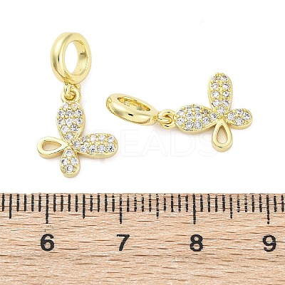 Brass Micro Pave Cubic Zirconia European Dangle Charms KK-D325-21G-01-1
