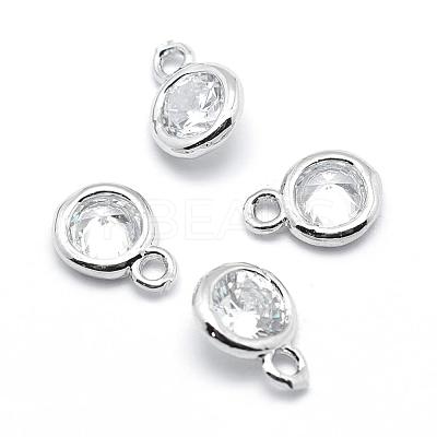 Brass Cubic Zirconia Pendants KK-P119-33-7x5mm-P-NR-1