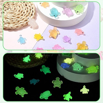 80Pcs 16 Styles Luminous Resin Sea Turtle Figurine Decoration FIND-CJ0003-49-1