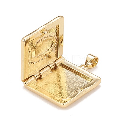 Brass Micro Pave Cubic Zirconia Locket Pendants KK-A161-50G-1