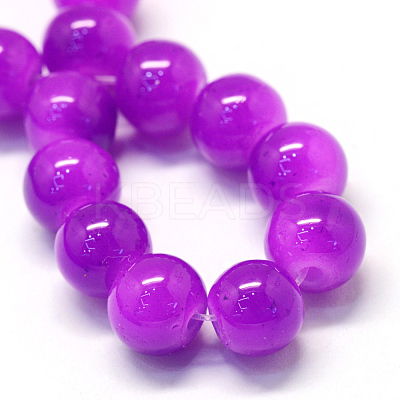 Baking Paint Imitation Jade Glass Round Bead Strands X-DGLA-Q021-10mm-27-1
