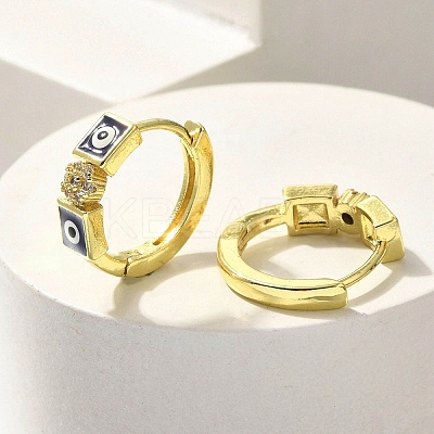 Brass Clear Cubic Zirconia Hoop Earrings EJEW-M047-07G-1