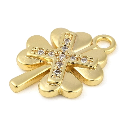 Cross Theme Real 18K Gold Plated Brass Micro Pave Clear Cubic Zirconia Pendants LS-KK-L219-06G-01-1