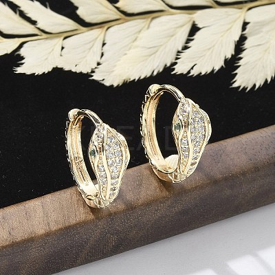 Brass Clear Cubic Zirconia Hoop Earrings EJEW-Q014-20G-1