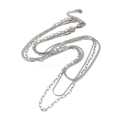 Stainless Steel Chains Three Layers Necklaces NJEW-D054-01A-01P-1