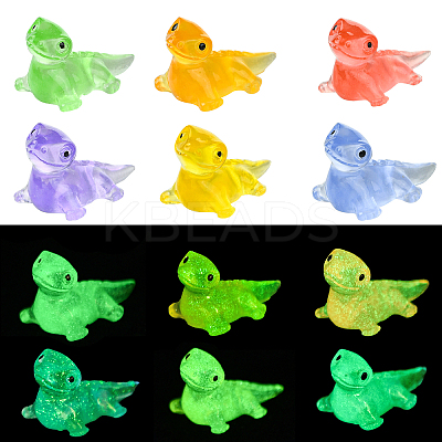 60Pcs 6 Colors Luminous Resin Lizard Figurines DJEW-CJ0001-16-1