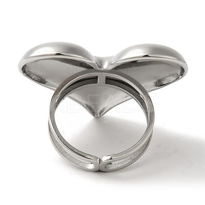 Non-Tarnish 304 Stainless Steel Heart Open Cuff Rings for Women RJEW-Z053-06P-1