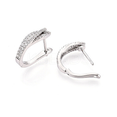 Brass Micro Pave Cubic Zirconia Stick Hoop Earrings EJEW-T048-34P-1