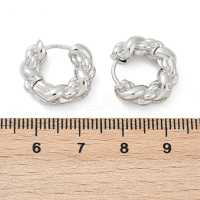Twist Brass Cubic Zirconia Hoop Earrings EJEW-Q016-18P-1