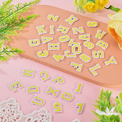 36Pcs 2 Sets 2 Styles Letter A~Z & Number 0~9 Polyester Embroidery Sew On Patches Sets PATC-TA0001-55D-1