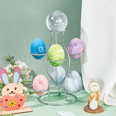 7-Slot Iron Easter Egg Display Stands ODIS-WH0058-21B-P-1
