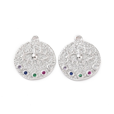 Brass Micro Pave Colorful Cubic Zirconia Pendants KK-E068-VC117-1