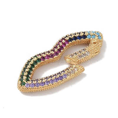 Rack Plating Brass Micro Pave Cubic Zirconia Twister Clasps KK-NH0002-17G-02-1