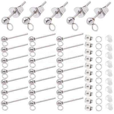 150Pcs 202 Stainless Steel Ball Stud Earring Findings STAS-SP0001-52A-P-1