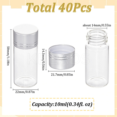40Pcs Clear Glass Bottles Bead Containers CON-SC0001-15A-02-1