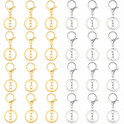 24Pcs 2 Caolors Alloy Keychain Clasps KEYC-SC0001-81-1