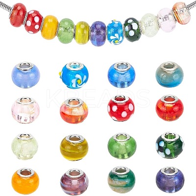 Mixed Styles Handmade Lampwork Glass European Beads LPDL-PH0001-03-WH-1