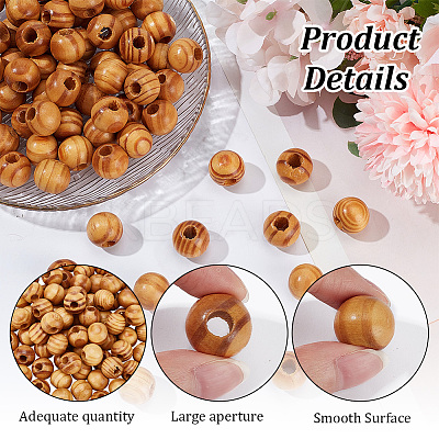 120Pcs Pinewood Large Hole European Beads WOOD-OC0003-81B-1