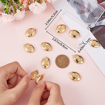 10Pcs Brass Locket Pendants KK-BBC0009-07-1
