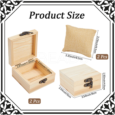 2Pcs Wooden Jewelry Trinket Storage Boxes with 2Pcs Cloth Bracelet Watch Pillows CON-BBC0001-16A-1
