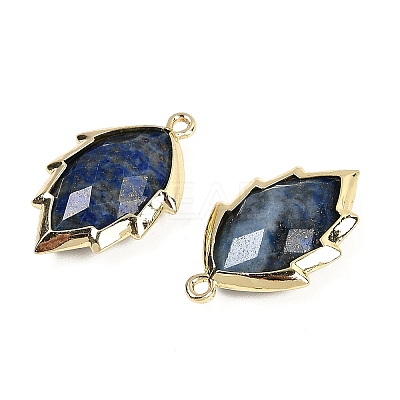 Natural Dyed Lapis Lazuli Faceted Leaf Pendants G-I375-04G-03-1