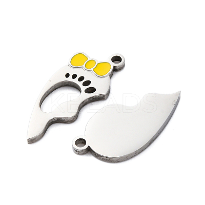 304 Stainless Steel Enamel Split Pendants STAS-H235-04B-P-1