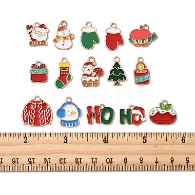 15Pcs 15 Styles Christmas Theme Alloy Enamel Pendants ENAM-FS0003-97-1