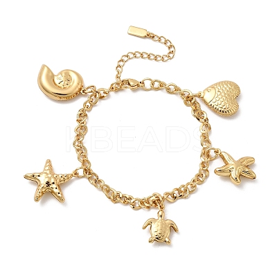 304 Stainless Steel Charm Bracelets BJEW-P368-07A-G-1