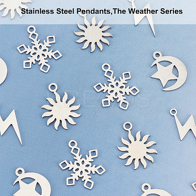 16Pcs 4 Style 201 Stainless Steel Pendants STAS-DC0001-69-1
