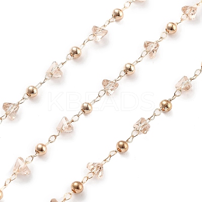 Handmade Brass & Glass Bead Chains CHC-L051-03KCG-04-1