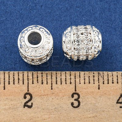 Rack Plating Brass Micro Pave Clear Cubic Zirconia Beads KK-L215-309S-1