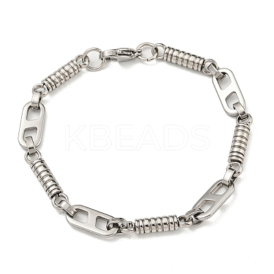 Non-Tarnish 201 Stainless Steel Column & Oval Link Chain Bracelet BJEW-B078-38P-1