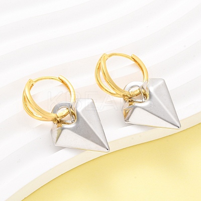 Two Tone Heart Brass Hoop Earrings EJEW-D322-12GP-02A-1
