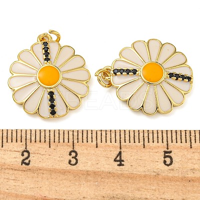 Rack Plating Brass Micro Pave Cubic Zirconia Pendants KK-Z063-45G-1