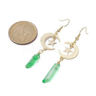 Moon & Star Brass Dangle Earrings EJEW-JE05460-1