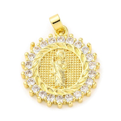 Brass Pendants with Cubic Zirconia KK-D536-14G-1