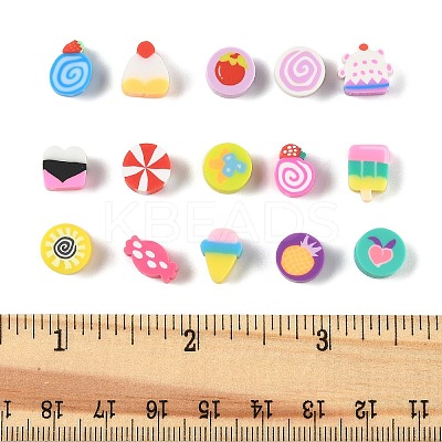 100Pcs 2 Styles Handmade Polymer Clay Beads CLAY-FP0001-11A-1