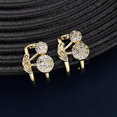 Brass Micro Pave Cubic Zirconia Cuff Earrings LS-EJEW-D328-06G-02-1